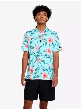 Bad Birdie Mint Floral Polo with Coral Blooms “Never Lei Up”